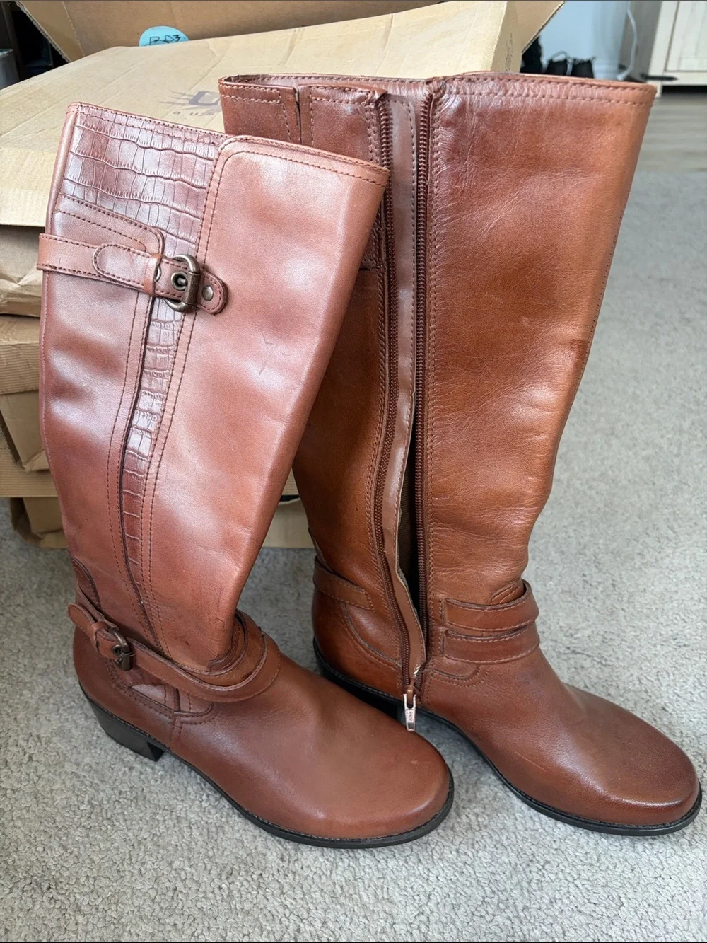 liz & co. Cognac Brown Over-the-Knee Buckle Boots